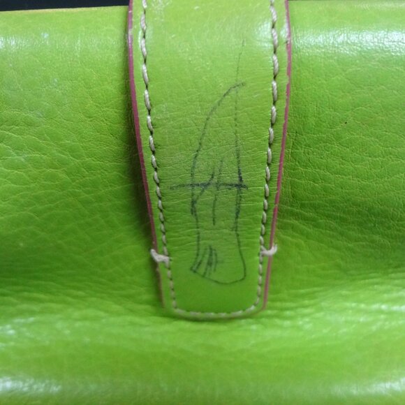 VINTAGE DOONEY & BOURKE LIME GREEN Y2K PURSE TOTE (PEN ON BACK C PICS) - Picture 6 of 15